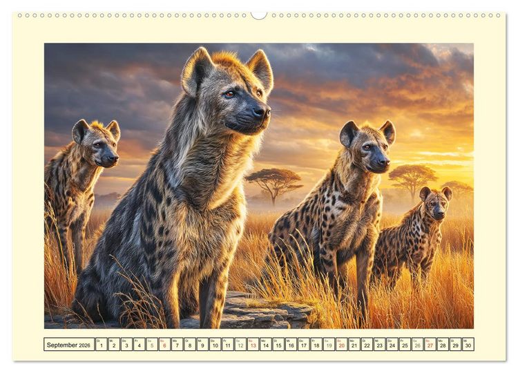 Produktbild: Afrikas Hy&auml;nen. Die kichernden Schatten der Savanne (hochwertiger Premium Wandkalender 2026 DIN A2 quer), Kunstdruck in Hochglanz