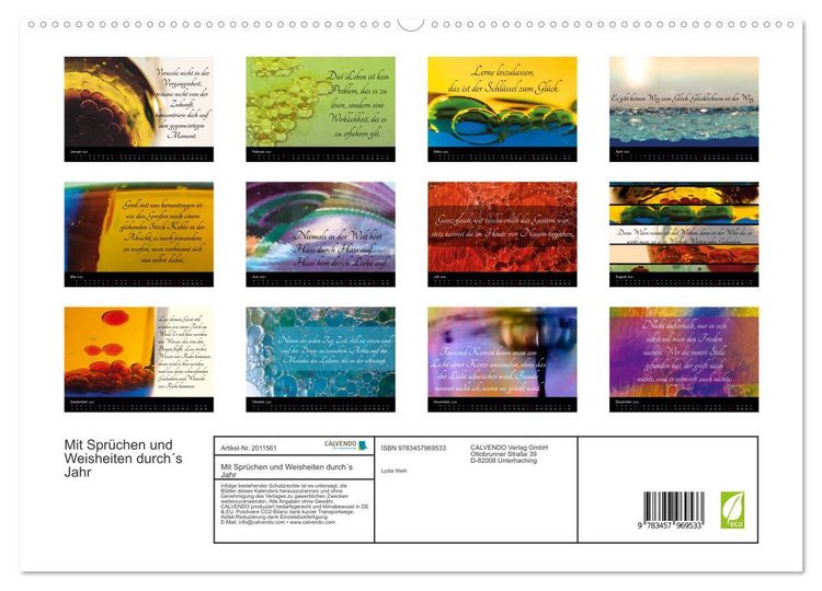 Produktbild: Mit Spr&uuml;chen und Weisheiten durch&acute;s Jahr (hochwertiger Premium Wandkalender 2026 DIN A2 quer), Kunstdruck in Hochglanz