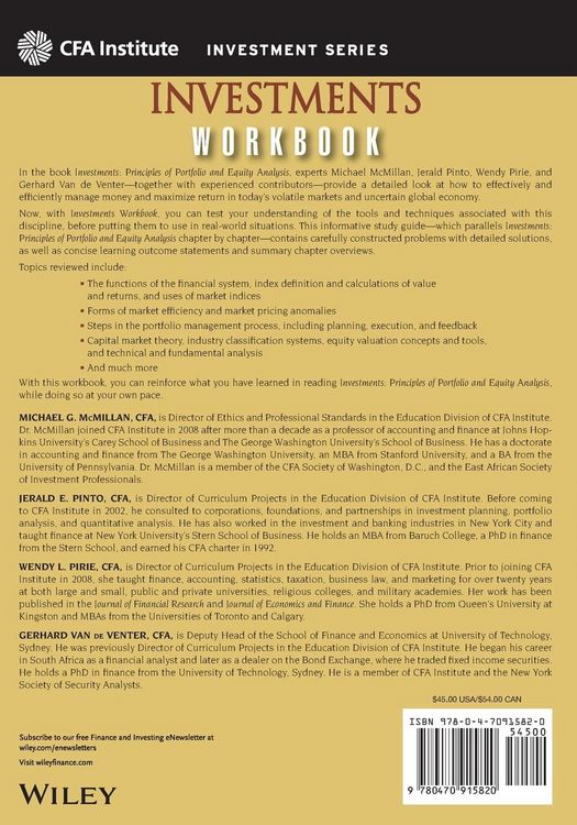 Produktbild: Investments Workbook
