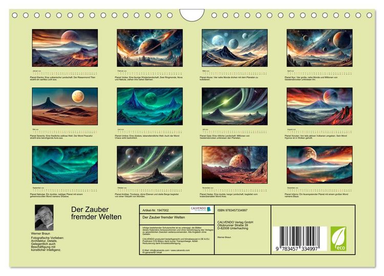 Produktbild: Der Zauber fremder Welten (Wandkalender 2026 DIN A4 quer), CALVENDO Monatskalender