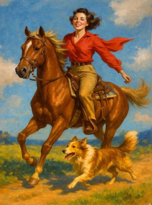 Produktbild: CALVENDO Puzzle Wild und frei - Frau der 50er Jahre auf Pferd | 2000 Teile Lege-Gr&ouml;&szlig;e 90x67cm Foto-Puzzle f&uuml;r gl&uuml;ckliche Stunden
