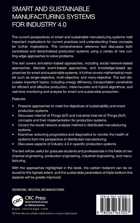 Produktbild: Smart and Sustainable Manufacturing Systems for Industry 4.0