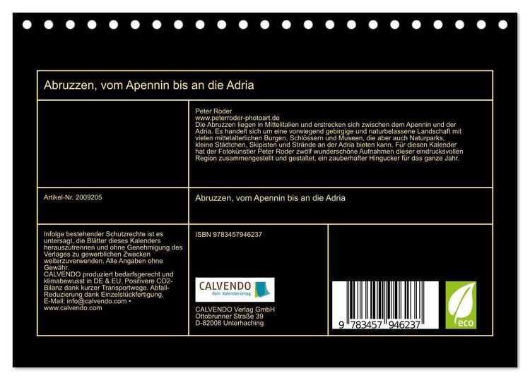 Produktbild: Abruzzen, vom Apennin bis an die Adria (Tischkalender 2026 DIN A5 quer), CALVENDO Monatskalender