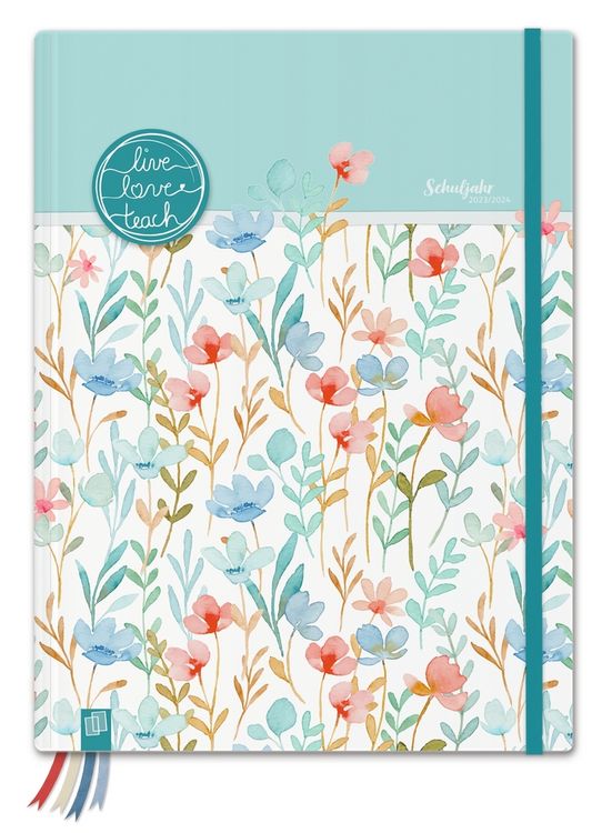 Produktbild: Mein Lehrerplaner - A4+ - Hardcover- Lehrerkalender für das Schuljahr 2023/2024 - Blumenwiese