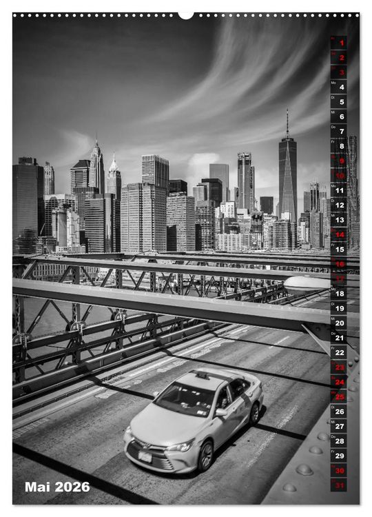 Produktbild: NEW YORK CITY Monochrome Stadtansichten (hochwertiger Premium Wandkalender 2026 DIN A2 hoch), Kunstdruck in Hochglanz