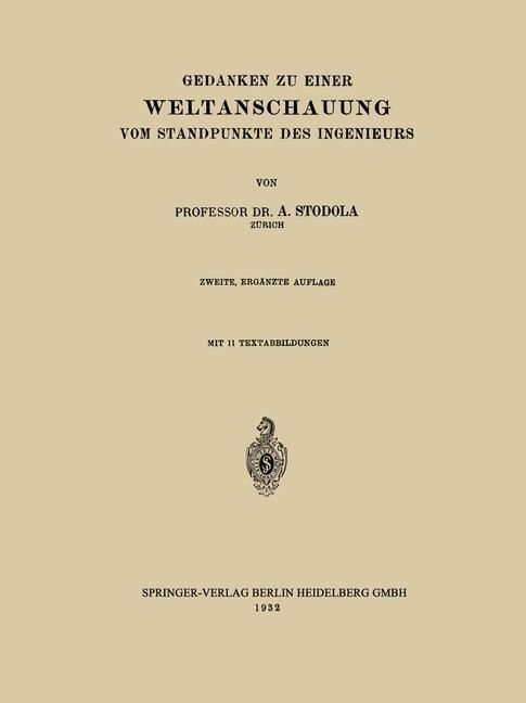 Produktbild: Gedanken zu Einer Weltanschauung vom Standpunkte des Ingenieurs