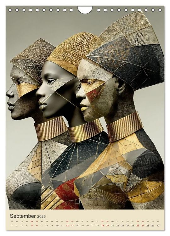 Produktbild: Afrikanische Anmut in Geometrie (Wandkalender 2026 DIN A4 hoch), CALVENDO Monatskalender