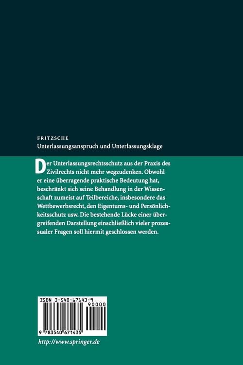 Produktbild: Unterlassungsanspruch und Unterlassungsklage