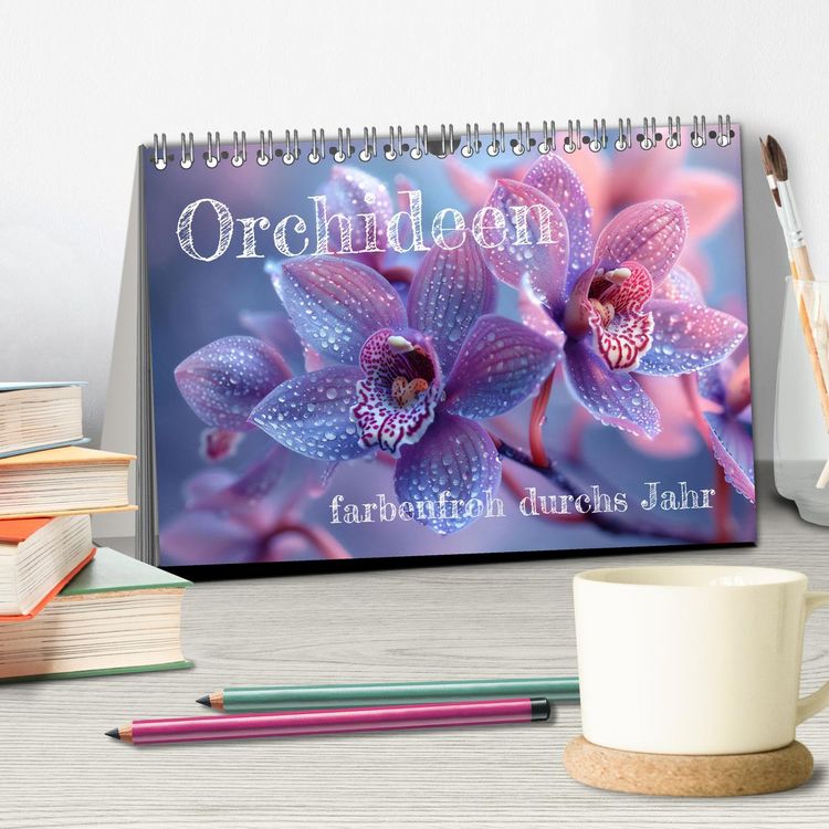Produktbild: Orchideen - farbenfroh durchs Jahr (Tischkalender 2026 DIN A5 quer), CALVENDO Monatskalender