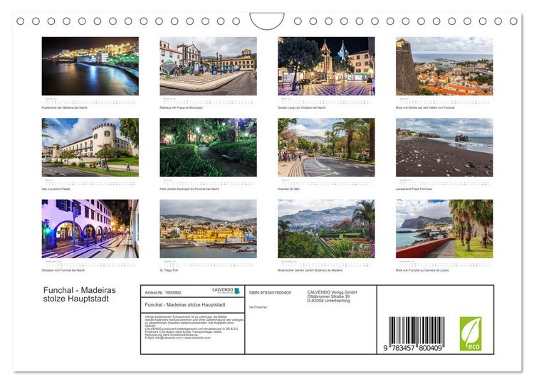 Produktbild: Funchal - Madeiras stolze Hauptstadt (Wandkalender 2026 DIN A4 quer), CALVENDO Monatskalender