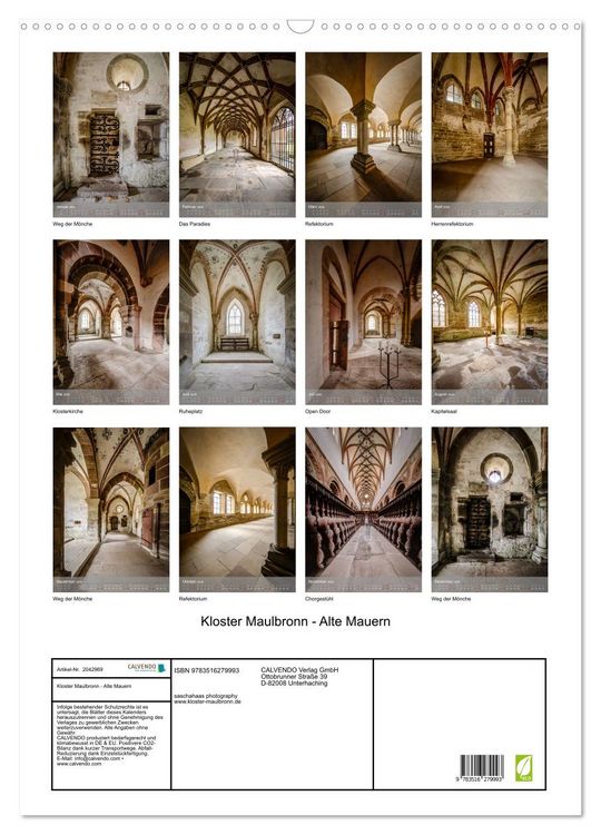 Produktbild: Kloster Maulbronn - Alte Mauern (Wandkalender 2026 DIN A2 hoch), CALVENDO Monatskalender