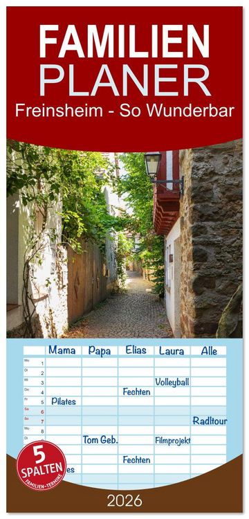 Produktbild: Familienplaner 2026 - Freinsheim - So Wunderbar mit 5 Spalten (Wandkalender, 21 x 45 cm) CALVENDO