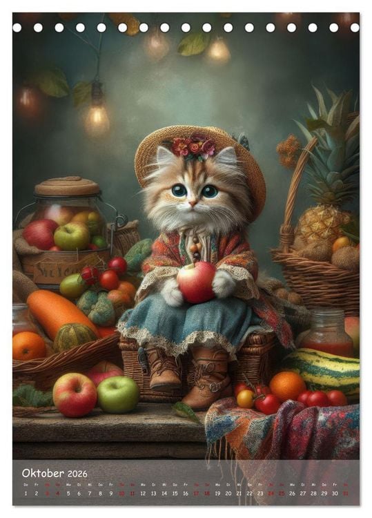 Produktbild: Katzen im Boho-Look - Ein Jahr voller Vielfalt und Charme mit niedlichen Samtpfoten (Tischkalender 2026 DIN A5 hoch), CALVENDO Monatskalender