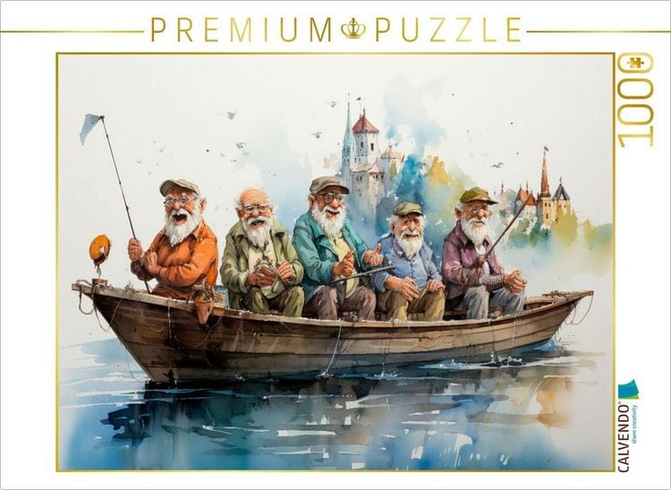 Produktbild: CALVENDO Puzzle Lustige Rentner - Angeltour | 1000 Teile Lege-Gr&ouml;&szlig;e 64x48cm Foto-Puzzle f&uuml;r gl&uuml;ckliche Stunden