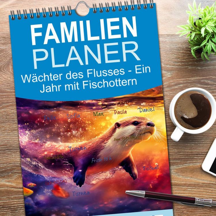 Produktbild: Familienplaner 2026 - W&auml;chter des Flusses - Ein Jahr mit Fischottern mit 5 Spalten (Wandkalender, 21 x 45 cm) CALVENDO