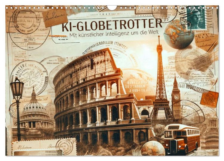 Produktbild: KI-Globetrotter: Mit k&uuml;nstlicher Intelligenz um die Welt (Wandkalender 2026 DIN A3 quer), CALVENDO Monatskalender