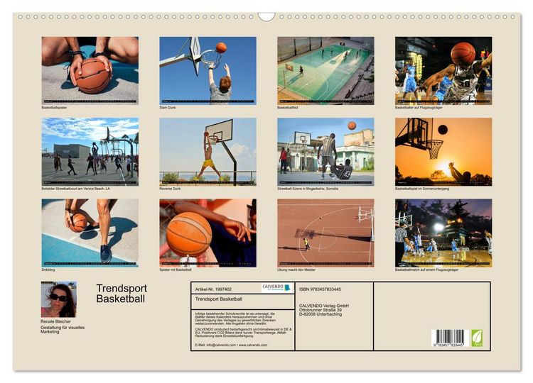 Produktbild: Trendsport Basketball (Wandkalender 2026 DIN A2 quer), CALVENDO Monatskalender