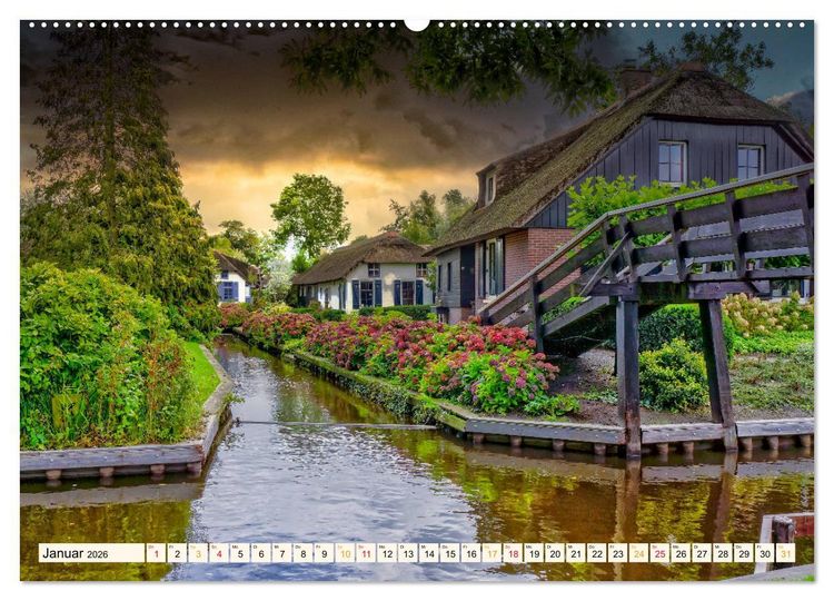 Produktbild: Reise durch die Niederlande - Giethoorn in der Provinz Overijssel (hochwertiger Premium Wandkalender 2026 DIN A2 quer), Kunstdruck in Hochglanz