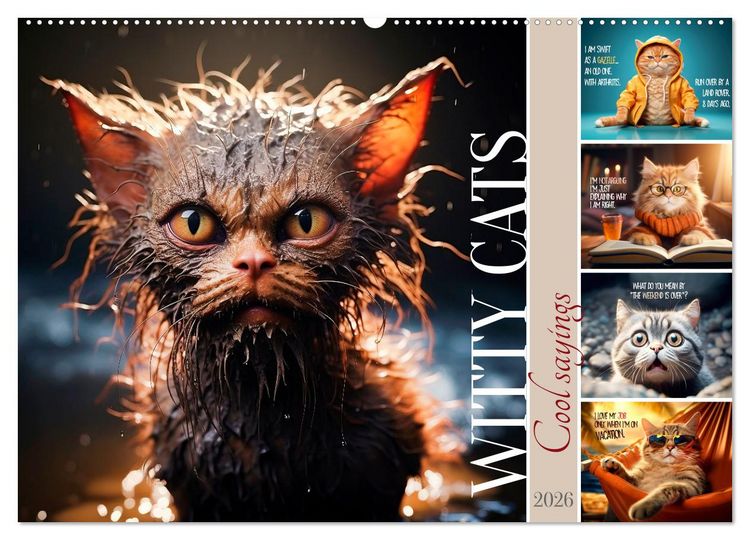 Produktbild: WITTY CATS Cool sayings (Wall Calendar 2026 DIN A2 landscape), CALVENDO 12 Month Wall Calendar
