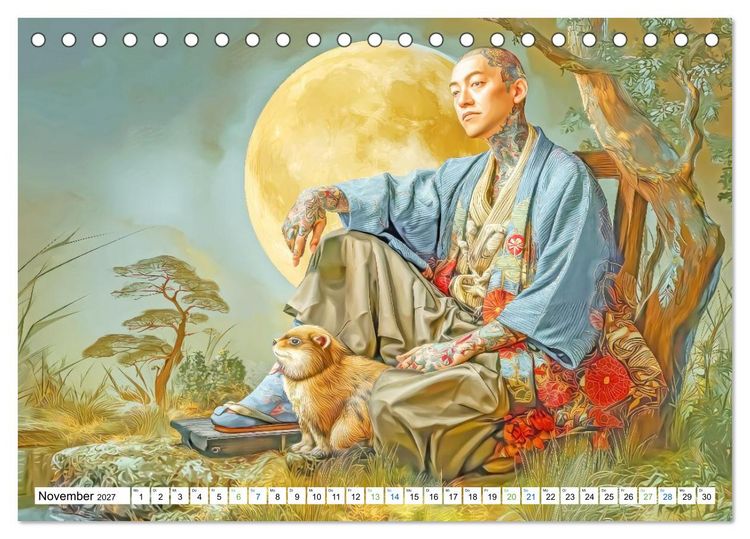 Produktbild: Japanisch inspirierte Werke - Mit Japans traditionellen Tieren (Tischkalender 2027 DIN A5 quer), CALVENDO Monatskalender