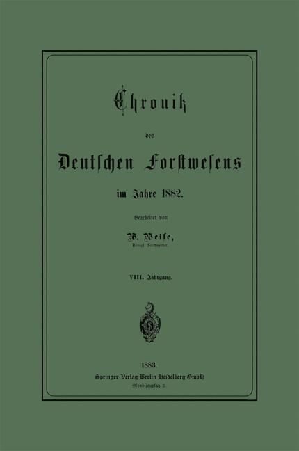 Produktbild: Chronik des Deutschen Forstwesens im Jahre 1882