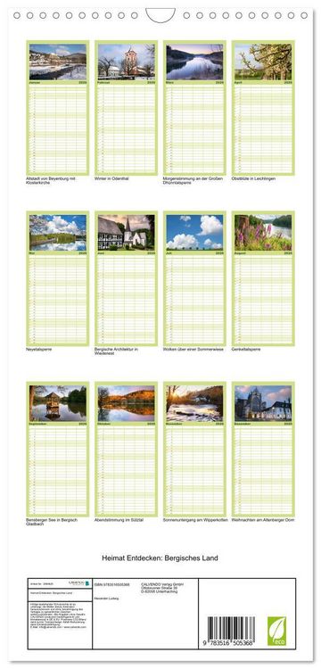 Produktbild: Familienplaner 2026 - Heimat Entdecken: Bergisches Land mit 5 Spalten (Wandkalender, 21 x 45 cm) CALVENDO