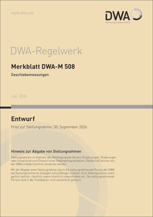 Produktbild: Merkblatt DWA-M 508 Geschiebemessungen (Entwurf)