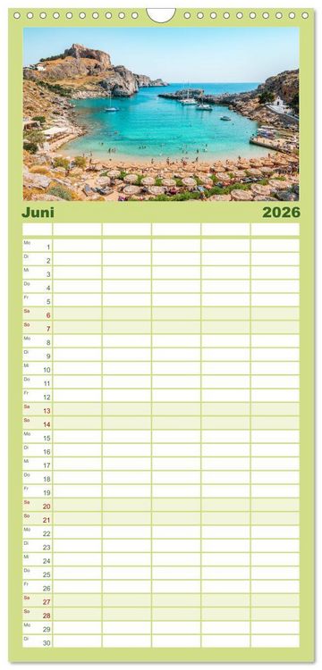 Produktbild: Familienplaner 2026 - Rhodos - Die Highlights der Insel mit 5 Spalten (Wandkalender, 21 x 45 cm) CALVENDO