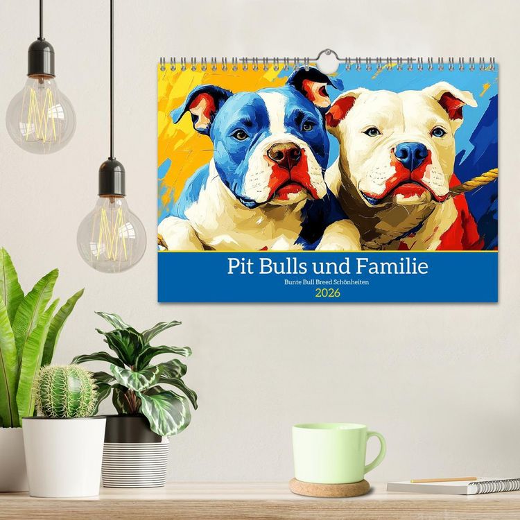 Produktbild: Pit Bulls und Familie. Bunte Bull Breed Sch&ouml;nheiten (Wandkalender 2026 DIN A4 quer), CALVENDO Monatskalender