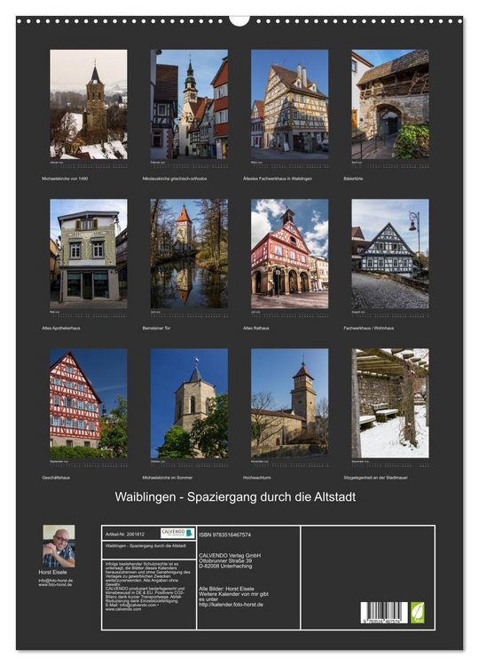 Produktbild: Waiblingen - Spaziergang durch die Altstadt (Wandkalender 2026 DIN A2 hoch), CALVENDO Monatskalender