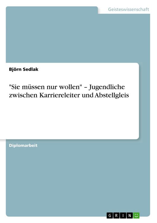 Produktbild: "Sie m&uuml;ssen nur wollen" - Jugendliche zwischen Karriereleiter und Abstellgleis
