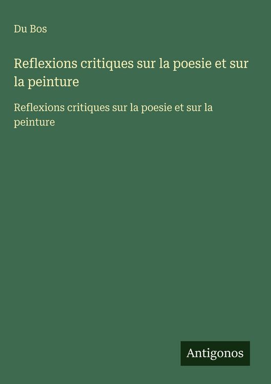 Produktbild: Reflexions critiques sur la poesie et sur la peinture