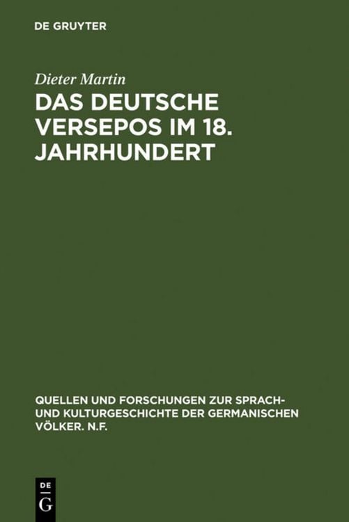 Produktbild: Das deutsche Versepos im 18. Jahrhundert