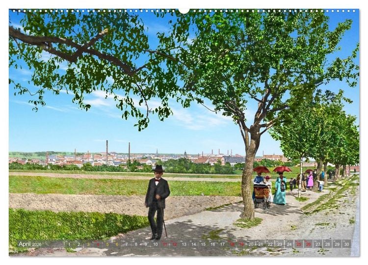 Produktbild: Aschersleben um 1900 &ndash; Auf der alten Burg - Kolorierte Schwarzwei&szlig;fotos (Wandkalender 2026 DIN A2 quer), CALVENDO Monatskalender