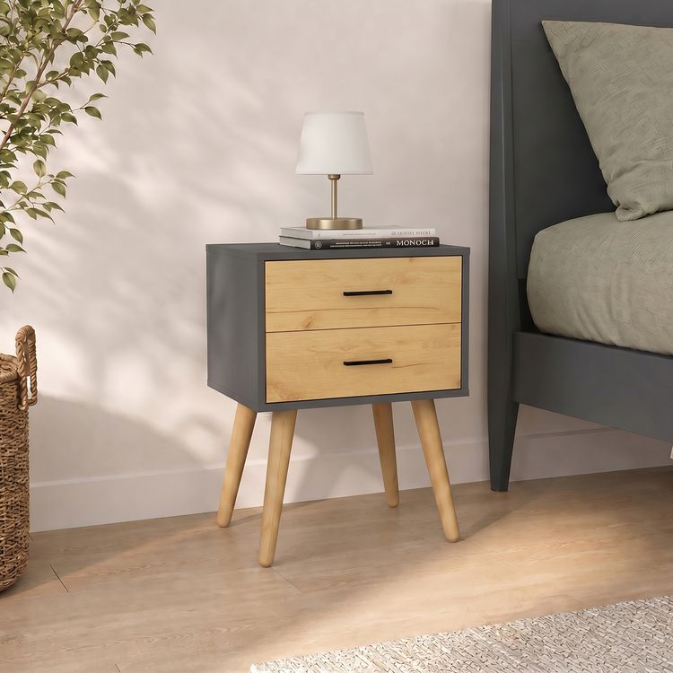 Produktbild: Nachttisch mit 2 Schublade 45x30x56 cm Singol XXL