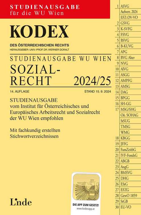 Produktbild: KODEX Studienausgabe Sozialrecht WU 2024/25