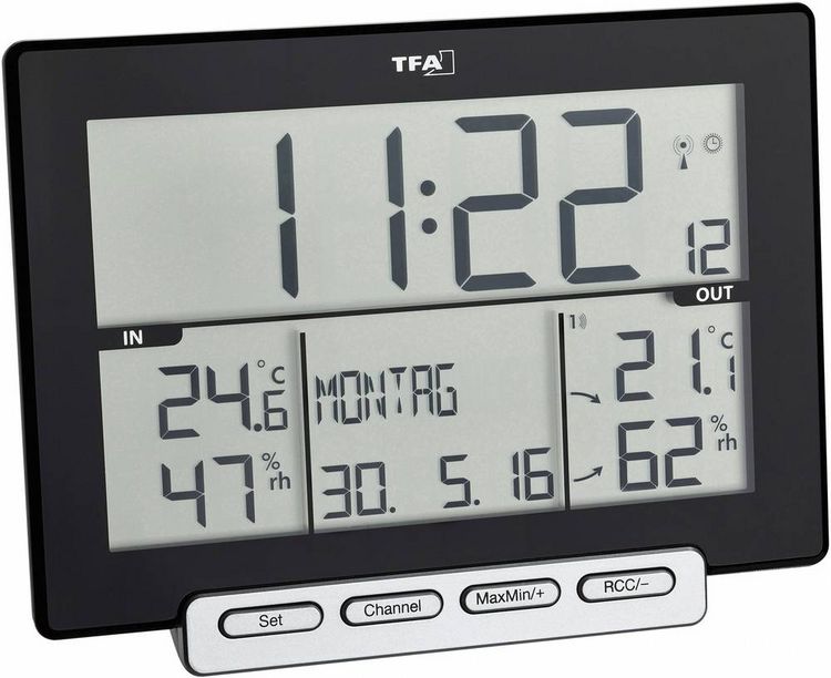 Produktbild: TFA Dostmann Trinity Funk-Thermo-/Hygrometer Schwarz 30.3058.01
