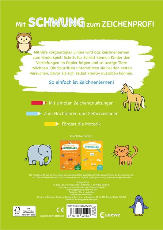 Produktbild: Zeichnen lernen mit Spurrillen - Tiere