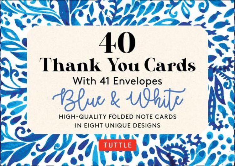 Produktbild: Blue & White, 40 Thank You Cards with Envelopes