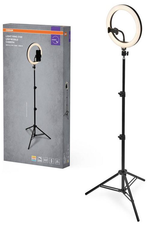 Produktbild: OSRAM HOMELIGHTING Linear LED Mobile Ring Tripod 4099854497636 LED-Ringleuchte 6.00 W Schwarz
