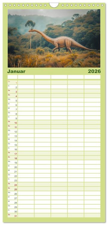 Produktbild: Familienplaner 2026 - Giganten der Urzeit mit 5 Spalten (Wandkalender, 21 x 45 cm) CALVENDO