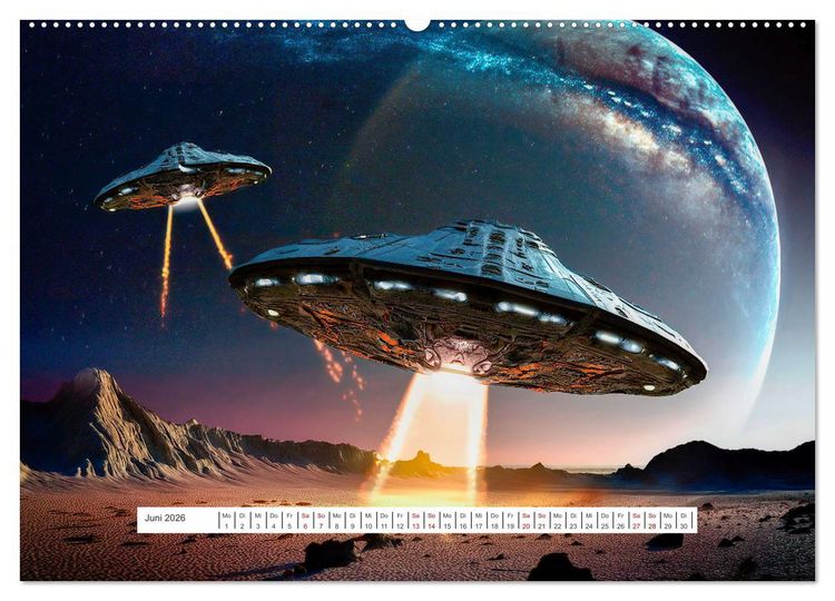 Produktbild: Fliegende Untertasse - Die gro&szlig;e Fantasiereise (hochwertiger Premium Wandkalender 2026 DIN A2 quer), Kunstdruck in Hochglanz