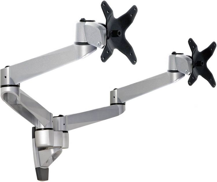 Produktbild: SpeaKa Professional Monitor-Tischhalterung SP-3947568 Flex 2 Display(s) 25,4cm (10") - 68,6cm (27") Schwarz, Silbe