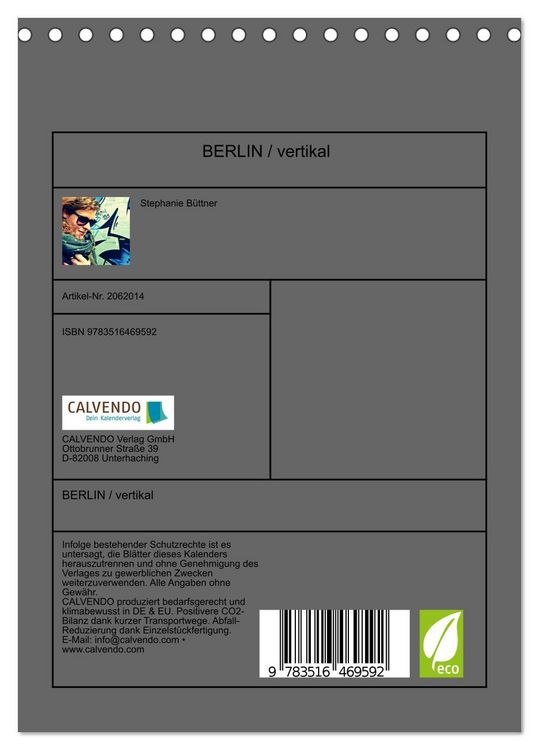 Produktbild: BERLIN / vertikal (Tischkalender 2026 DIN A5 hoch), CALVENDO Monatskalender