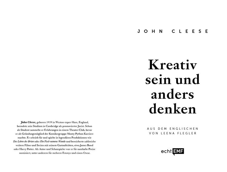 Produktbild: Kreativ sein und anders denken &ndash; Eine Anleitung vom legend&auml;ren Monty Python-Komiker
