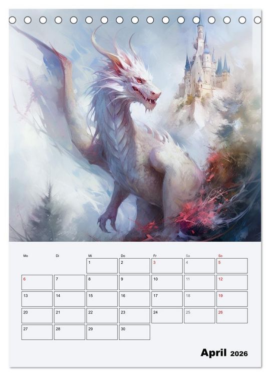 Produktbild: Drachenland. Gef&uuml;rchtete Fabelwesen im Gotik-Stil (Tischkalender 2026 DIN A5 hoch), CALVENDO Monatskalender