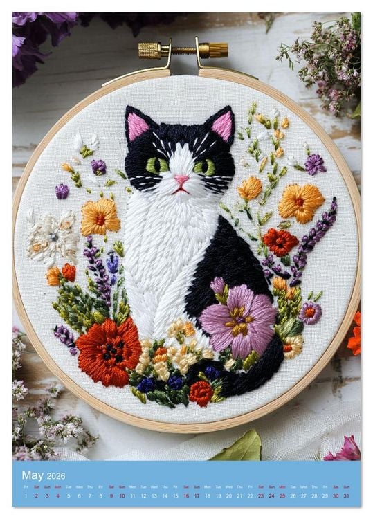 Produktbild: Elegance in Embroidery (Desk Calendar 2026 DIN A5 portrait), CALVENDO 12 Month DeskCalendar