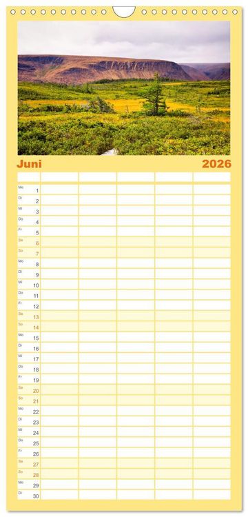 Produktbild: Familienplaner 2026 - Neufundland - wilde Sch&ouml;nheit im Atlantik mit 5 Spalten (Wandkalender, 21 x 45 cm) CALVENDO