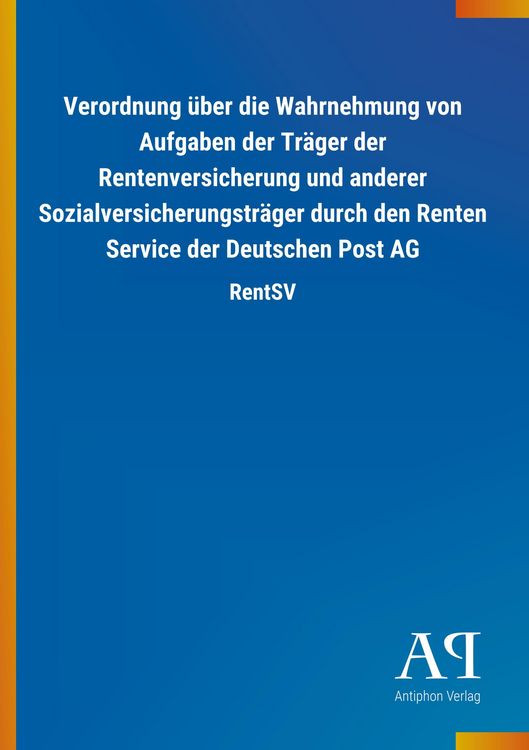 Produktbild: Verordnung &uuml;ber die Wahrnehmung von Aufgaben der Tr&auml;ger der