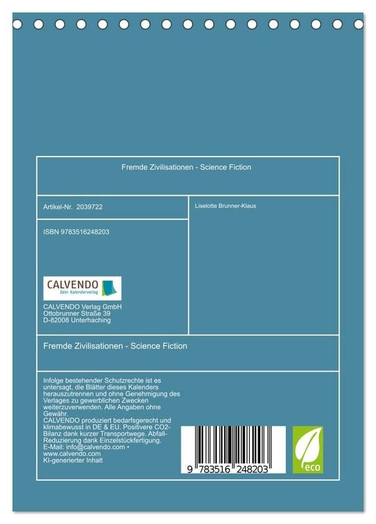 Produktbild: Fremde Zivilisationen - Science Fiction (Tischkalender 2026 DIN A5 hoch), CALVENDO Monatskalender
